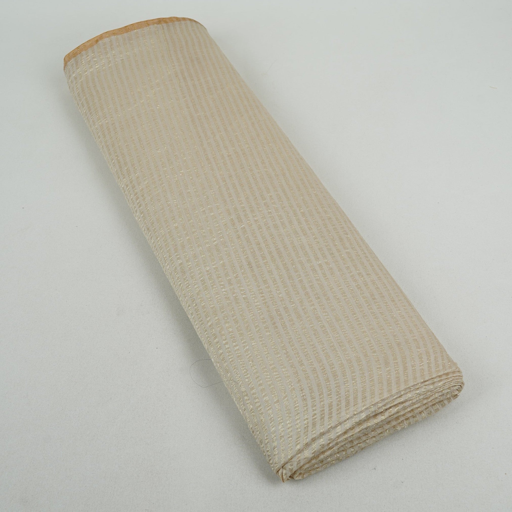 Golden Dyeable Zari Stripes Pure Munga Silk Fabric CW-32565