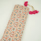 Off White with Orange ikat print Linen Fabric DE-32129