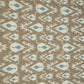 Khaki Brown & Blue ikat print Linen Fabric DE-32127