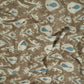 Khaki Brown & Blue ikat print Linen Fabric DE-32127