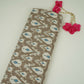 Khaki Brown & Blue ikat print Linen Fabric DE-32127