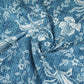 Light Blue with White Floral Kantha Print Cotton Fabric OG-30293