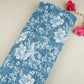 Light Blue with White Floral Kantha Print Cotton Fabric OG-30293