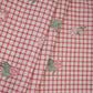 Pink floral Check print Linen Fabric DE-32130