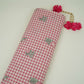 Pink floral Check print Linen Fabric DE-32130