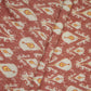 Rust Red with Yellow Ikat print Linen Fabric DE-32126