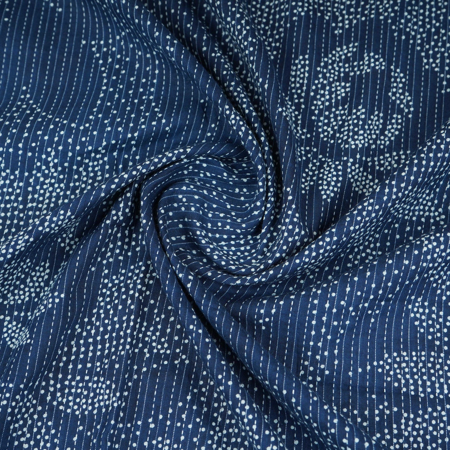 Blue Bandhani with Kantha Print Cotton Fabric OG-30299