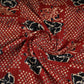 Red & Black Ajrakh with Kantha Print Cotton Fabric OG-30288