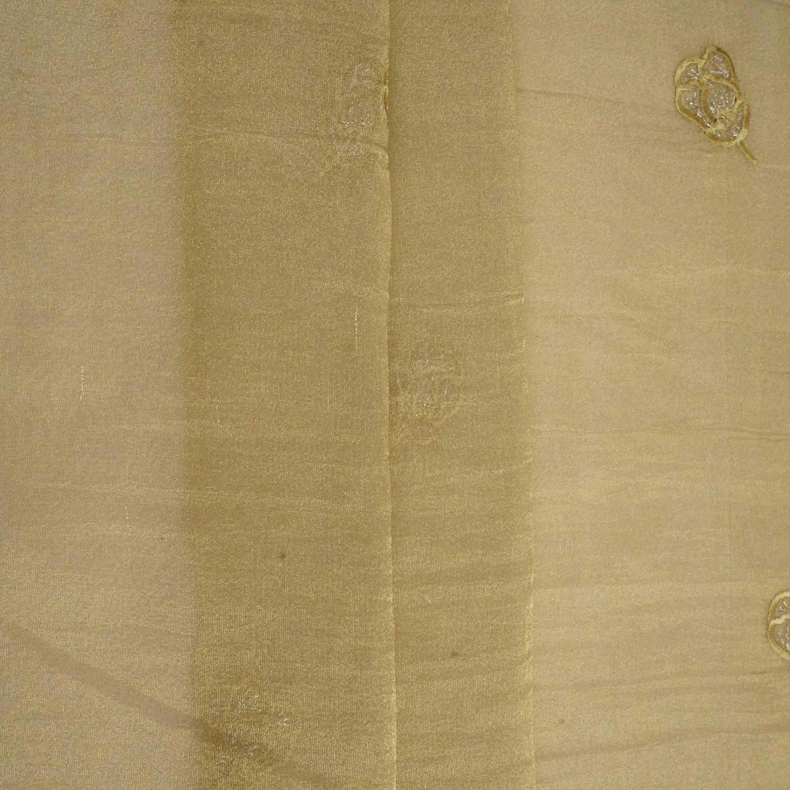 Golden Cutwork Embroidery Fendi Silk Dupatta Fabric JD-33443