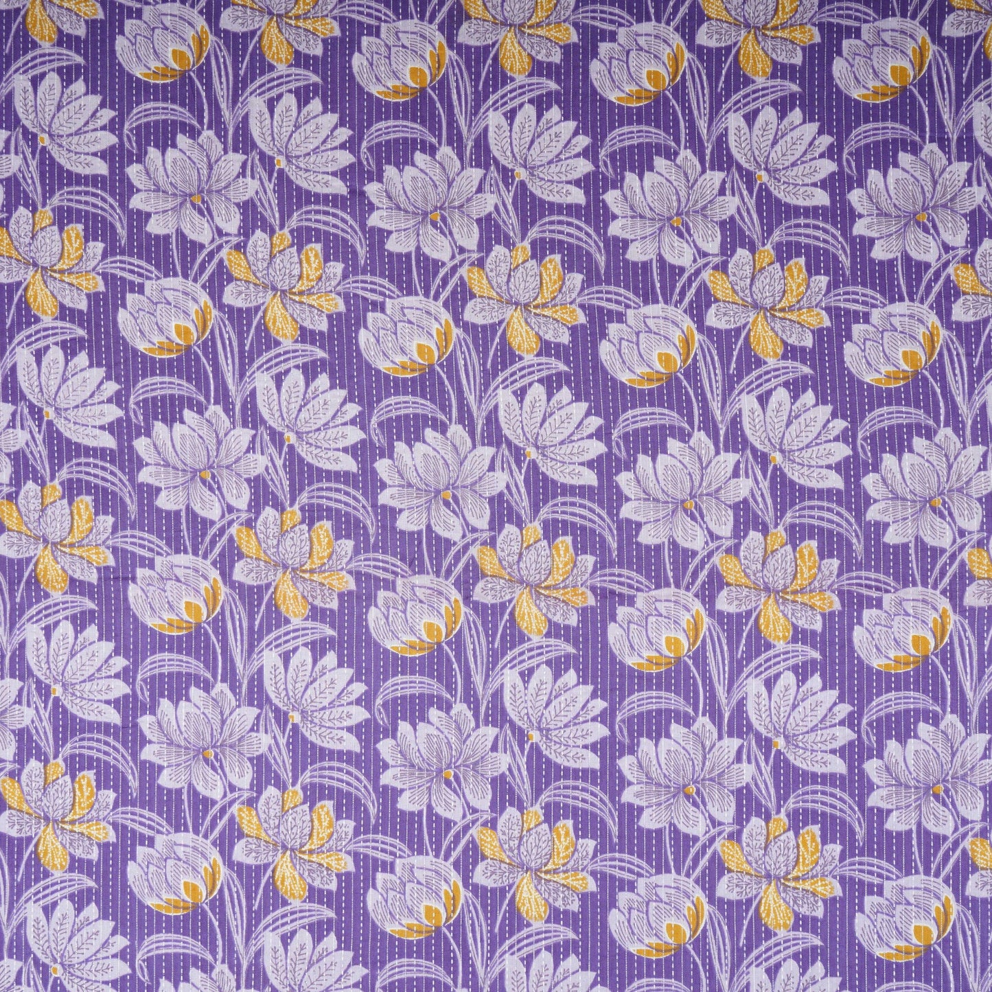 Purple Floral Kantha Print Cotton Fabric OG-30292
