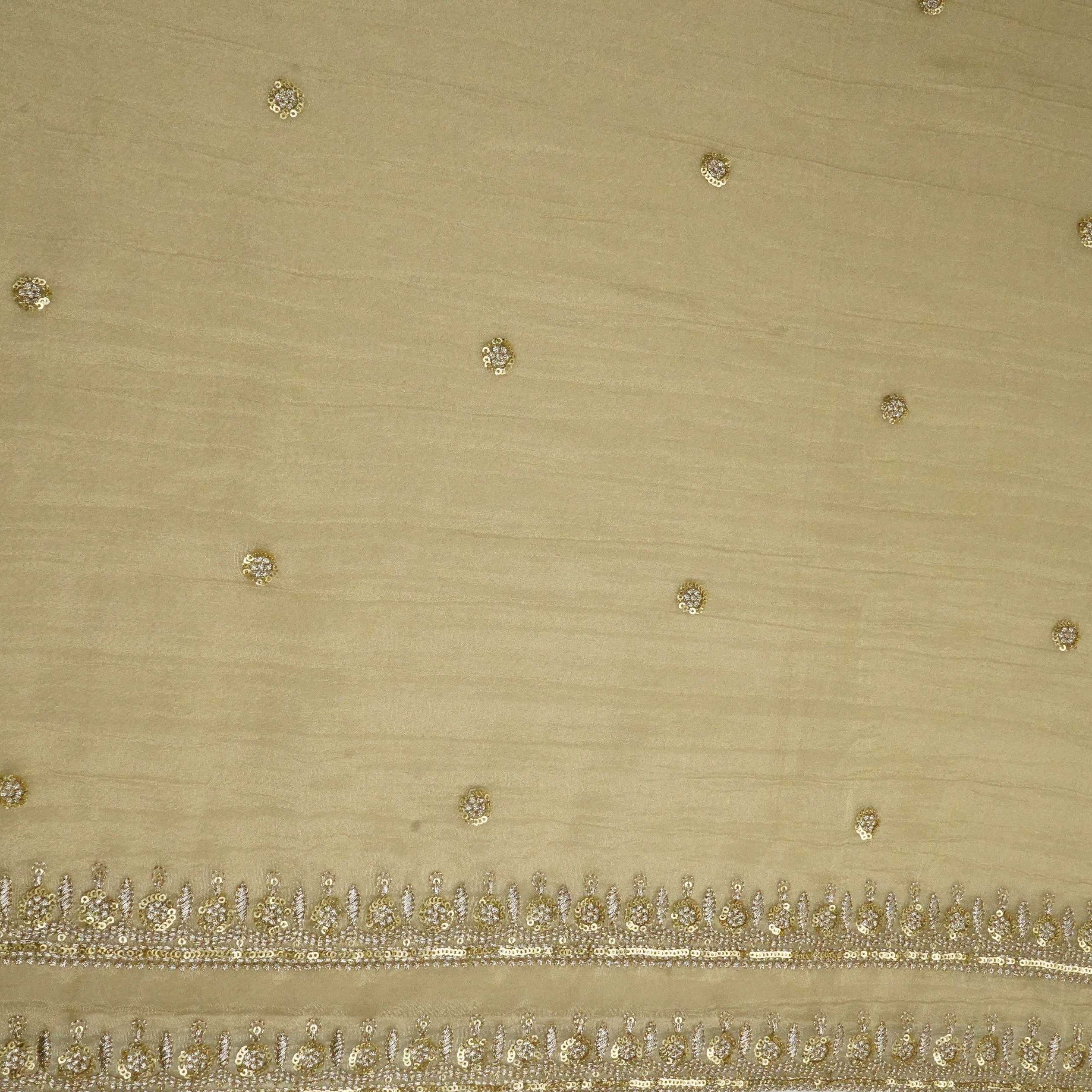 Golden Stone Zari Embroidery Fendi Silk Dupatta Fabric JD-33435