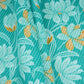 Teal Blue Floral Kantha Print Cotton Fabric OG-30296