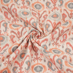 Off White with Red ikat print Linen Fabric DE-32128 - TradeUNO