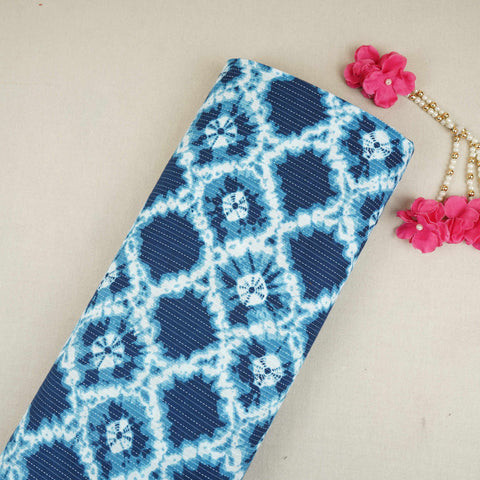 Blue Shibori with Kantha Print Cotton Fabric OG-30301