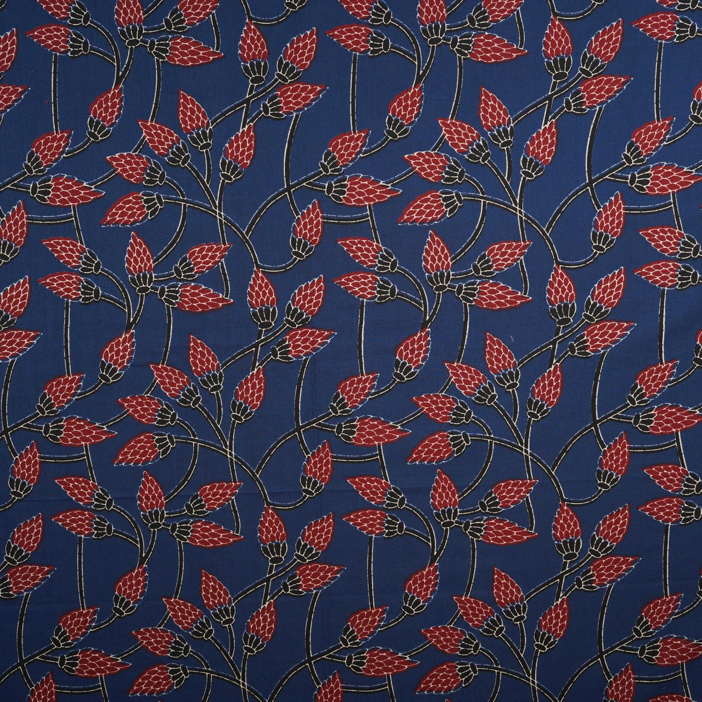 Blue Floral Print Cotton Fabric OG-30327