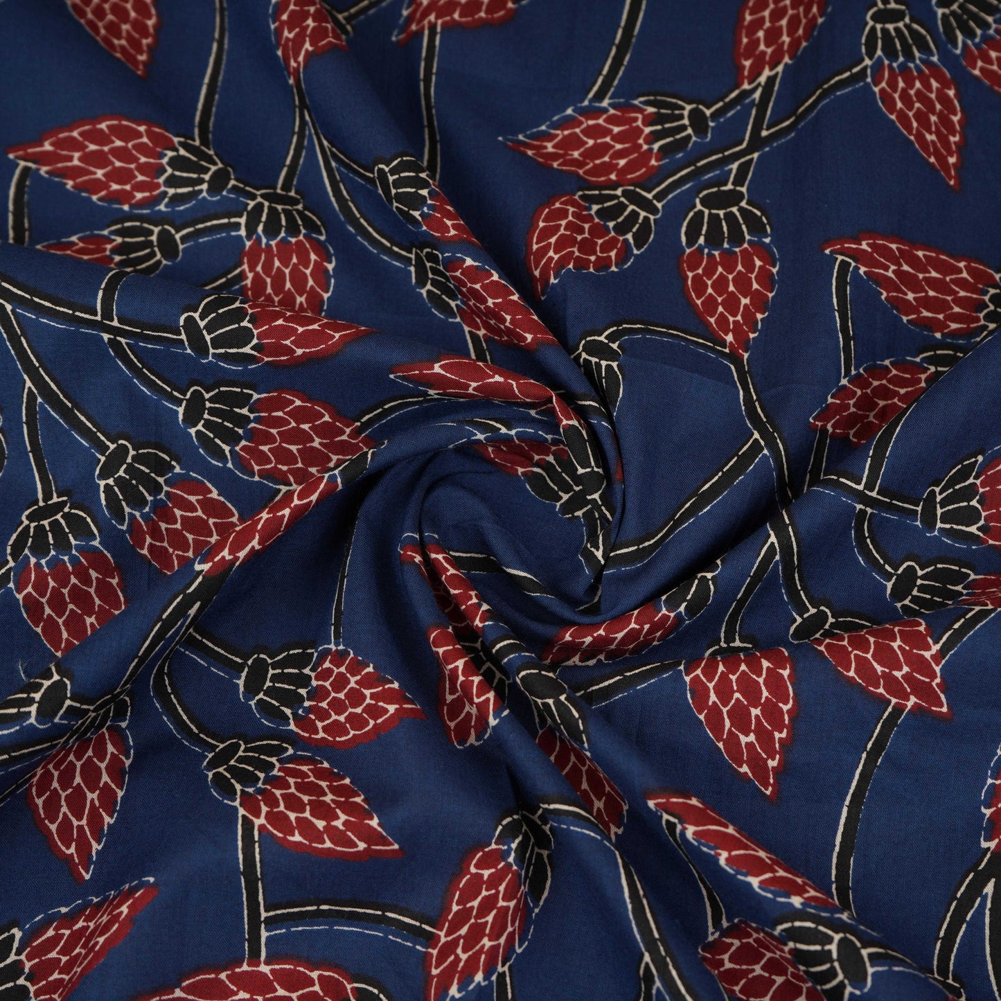 Blue Floral Print Cotton Fabric OG-30327