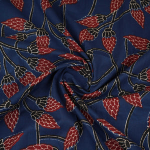 Blue Floral Print Cotton Fabric OG-30327 - TradeUNO
