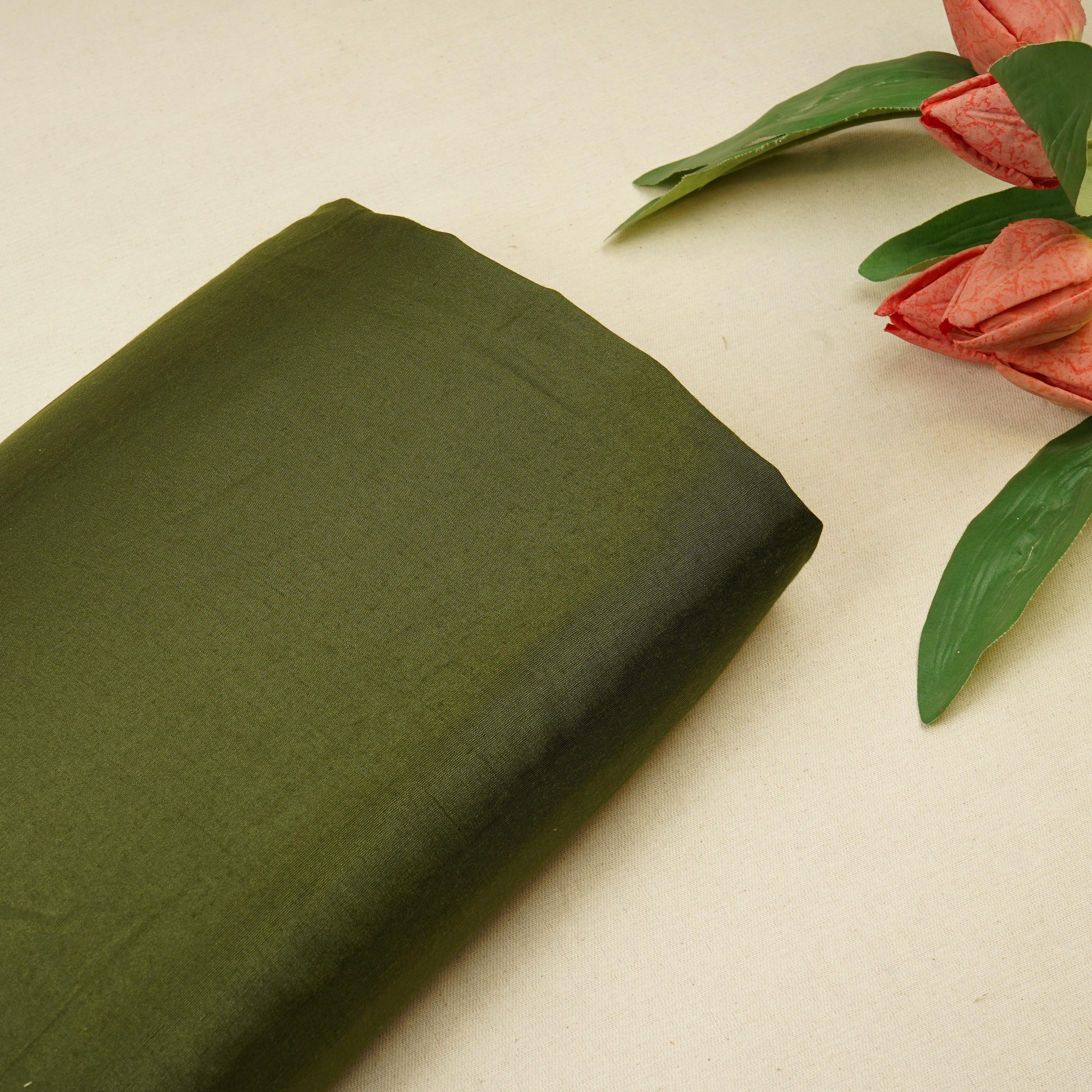 Olive Green Santoon Fabric 7086