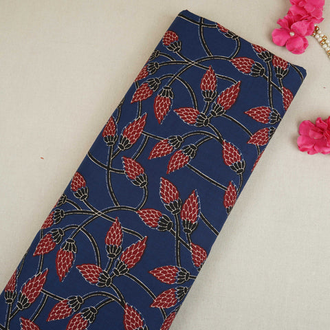 Blue Floral Print Cotton Fabric OG-30327