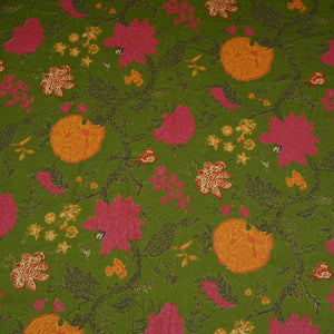 Green Floral Print Cotton Fabric OG-30414 - TradeUNO