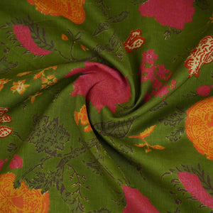 Green Floral Print Cotton Fabric OG-30414 - TradeUNO