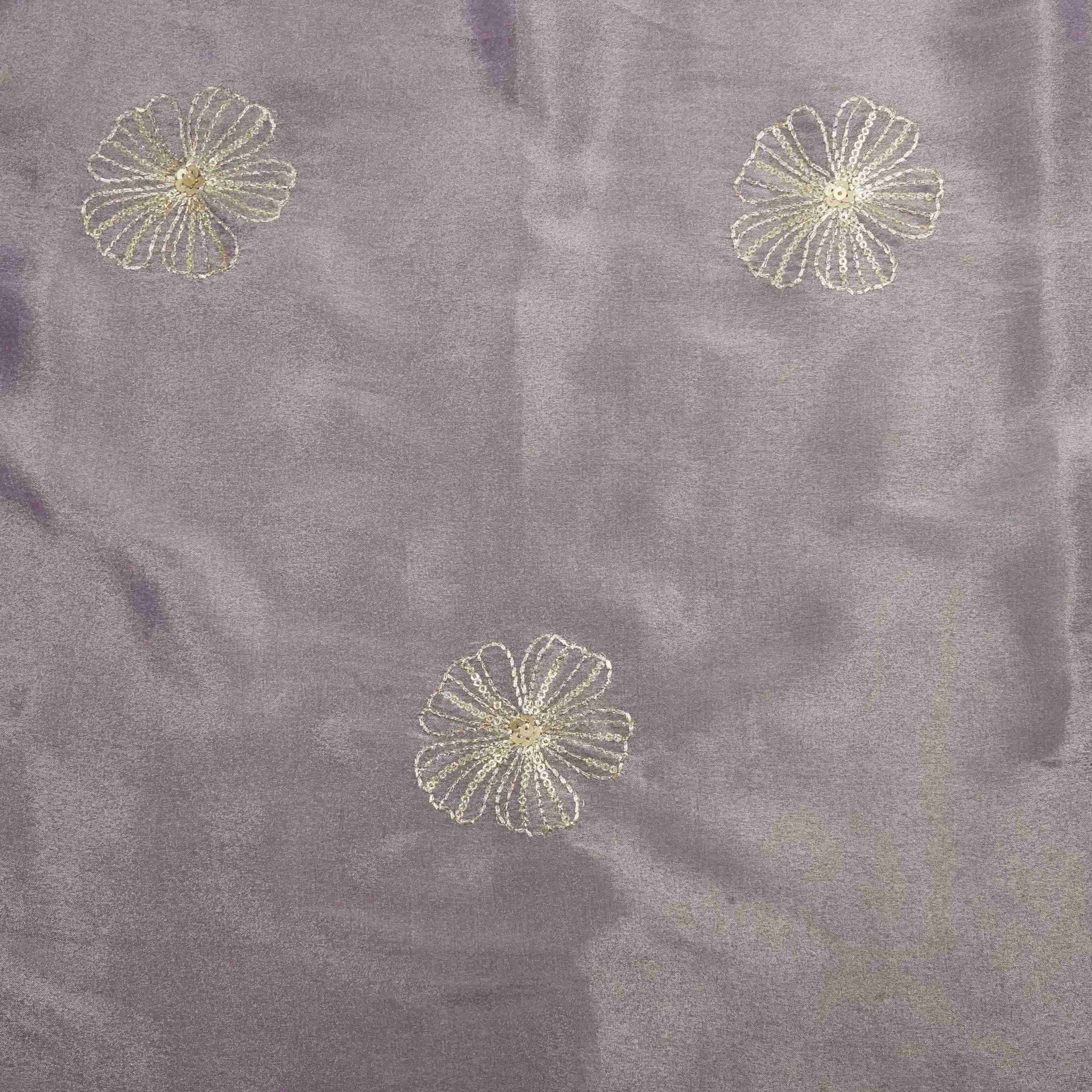 Purple Floral Zari Embroidery Fendi Silk Dupatta Fabric JD-33439