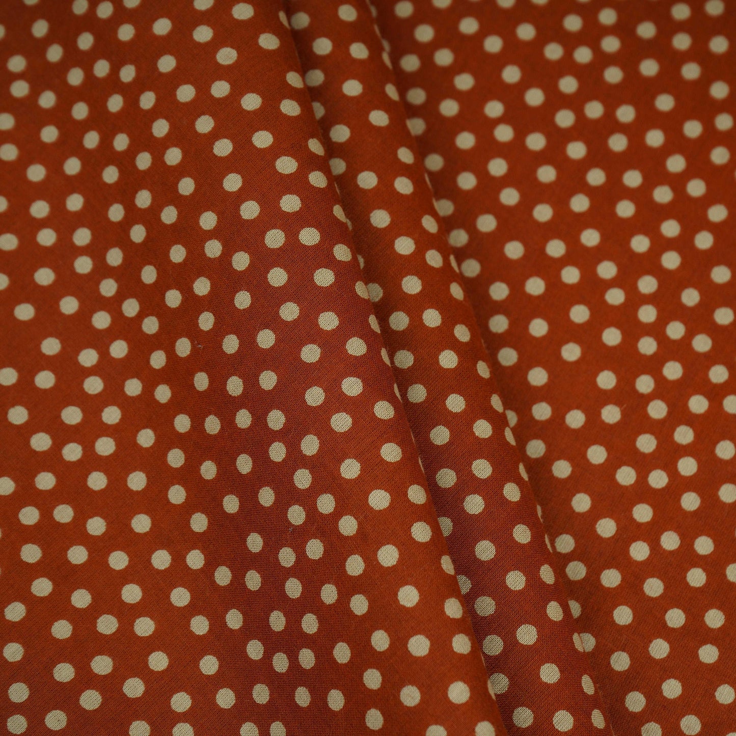 Brown Polka Dot Print Cotton Fabric OG-30335