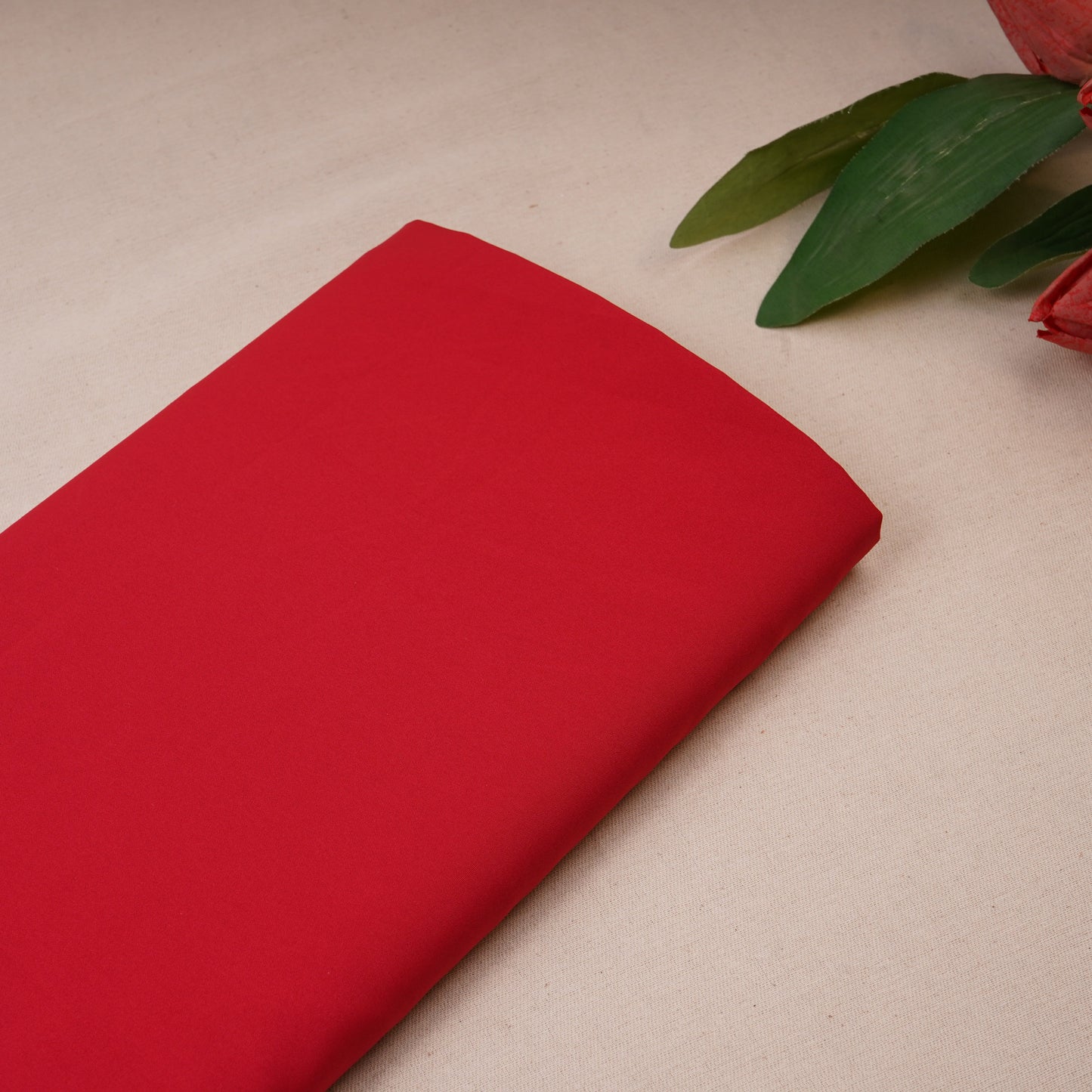 Berry Red Solid Malai Crepe Fabric 13183