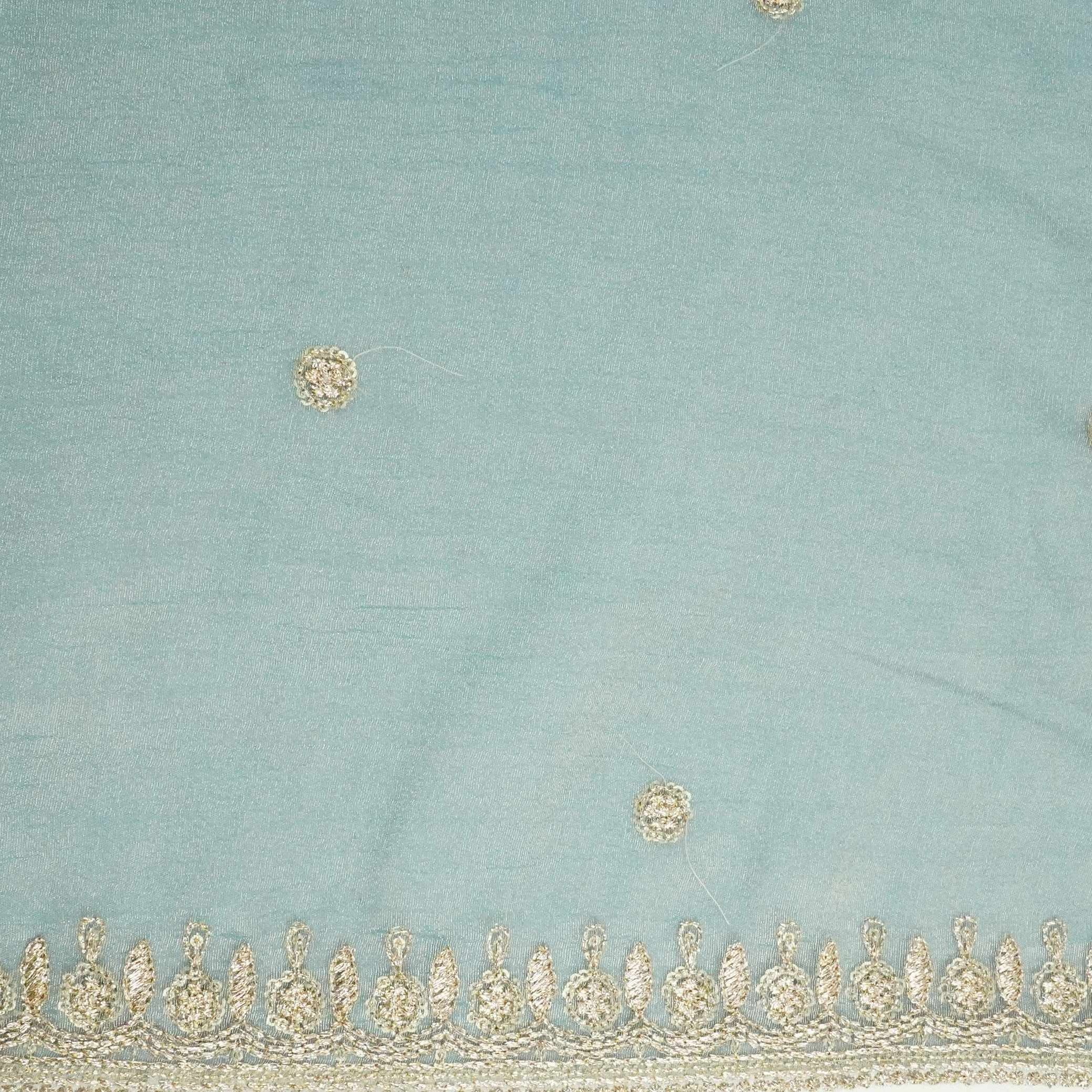 Blue Stone Zari Embroidery Fendi Silk Dupatta Fabric JD-33431