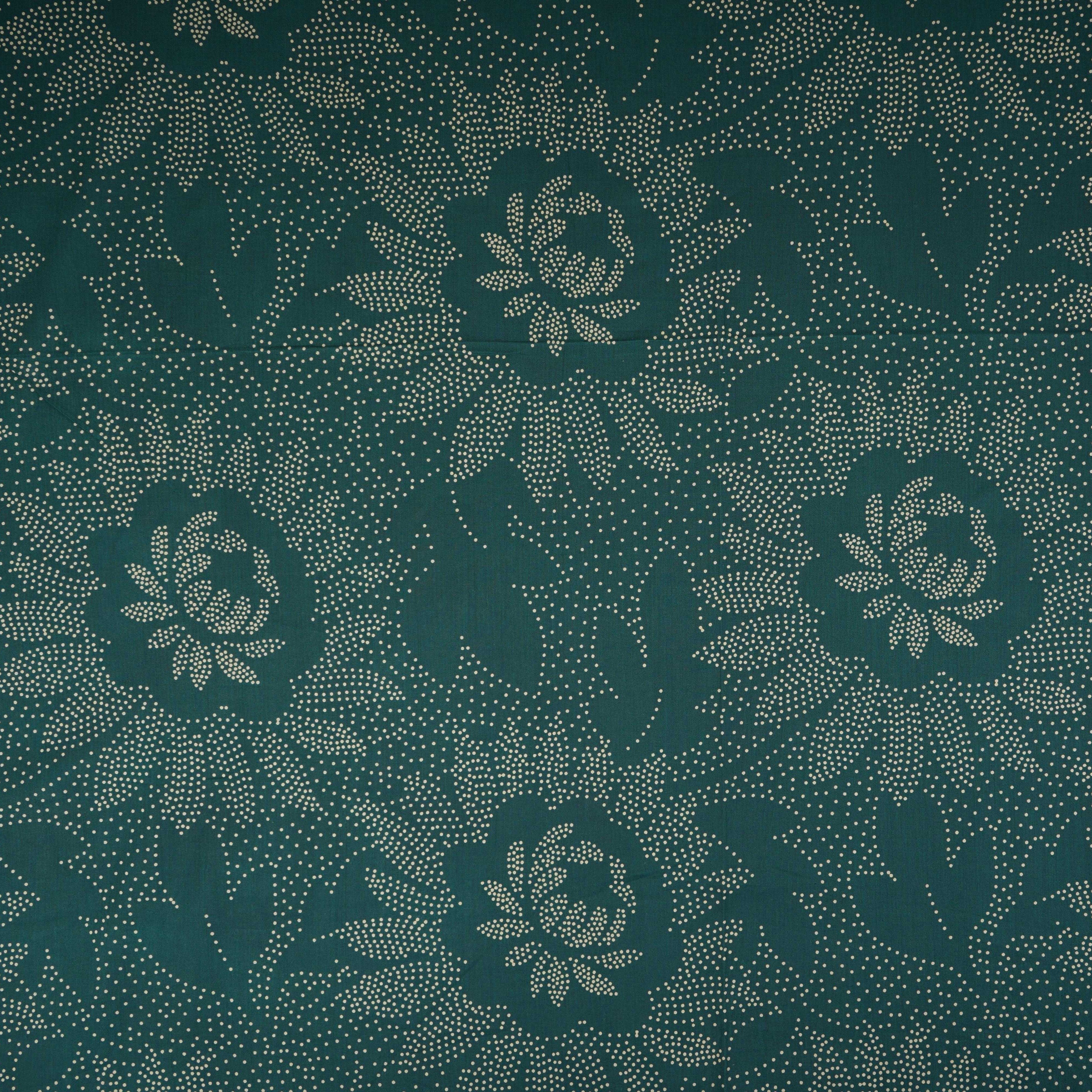 Dark Green Bandhani Print Cotton Fabric OG-30334 - TradeUNO