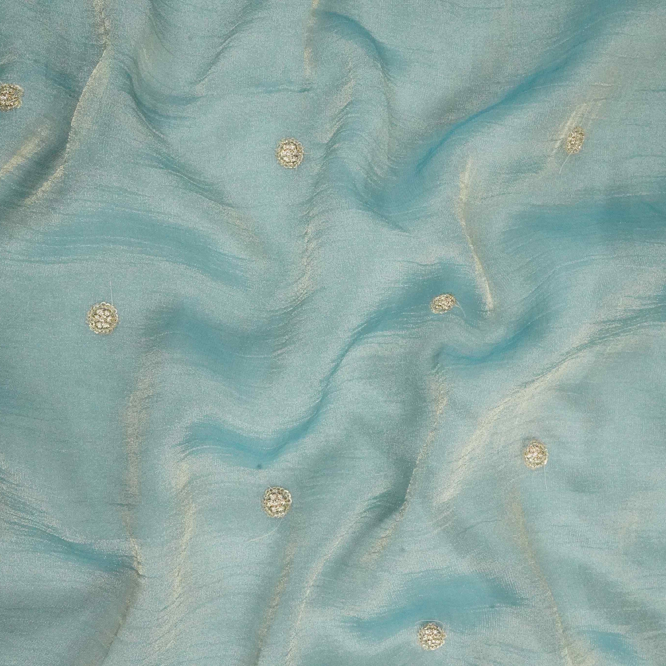 Blue Stone Zari Embroidery Fendi Silk Dupatta Fabric JD-33431