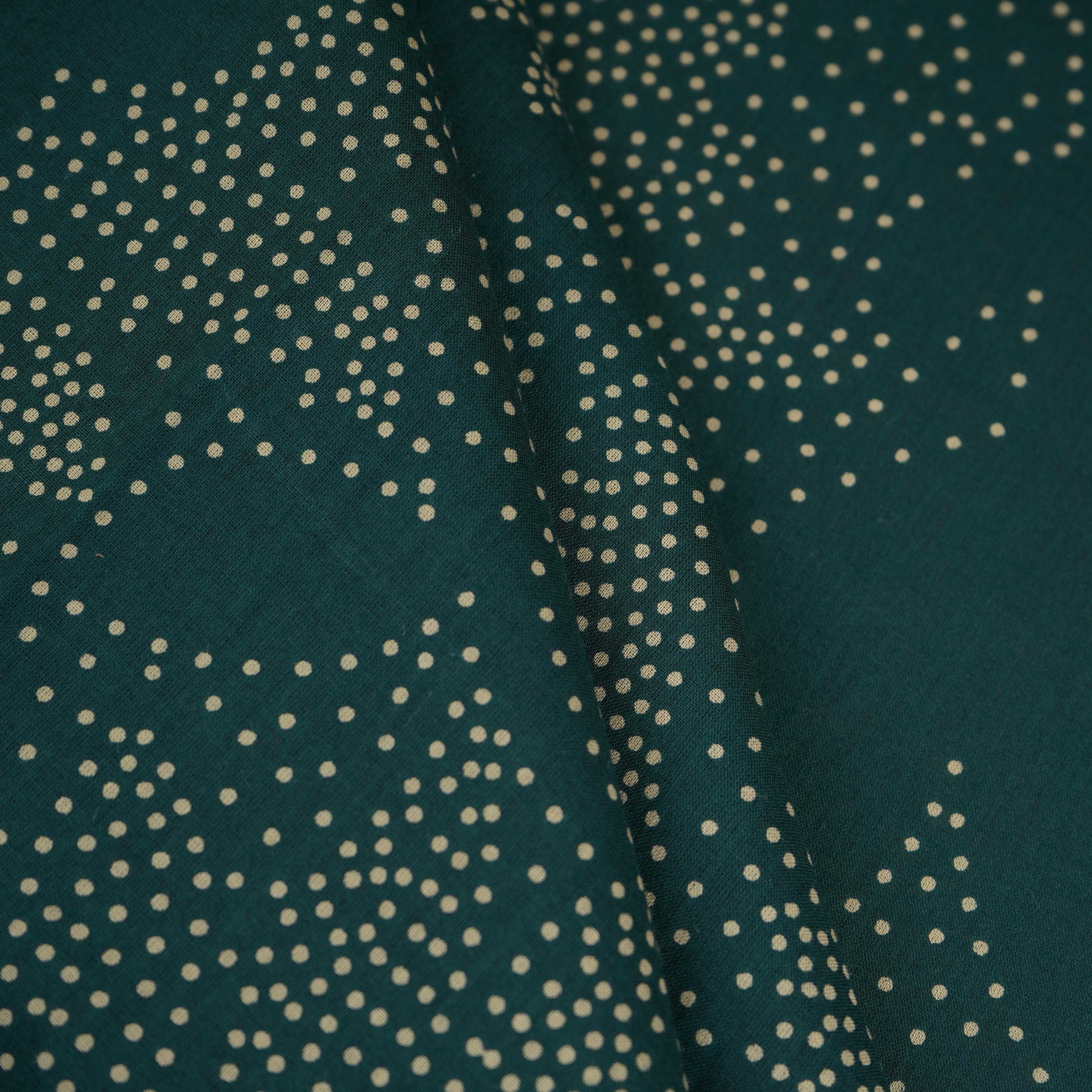 Dark Green Bandhani Print Cotton Fabric OG-30334 - TradeUNO