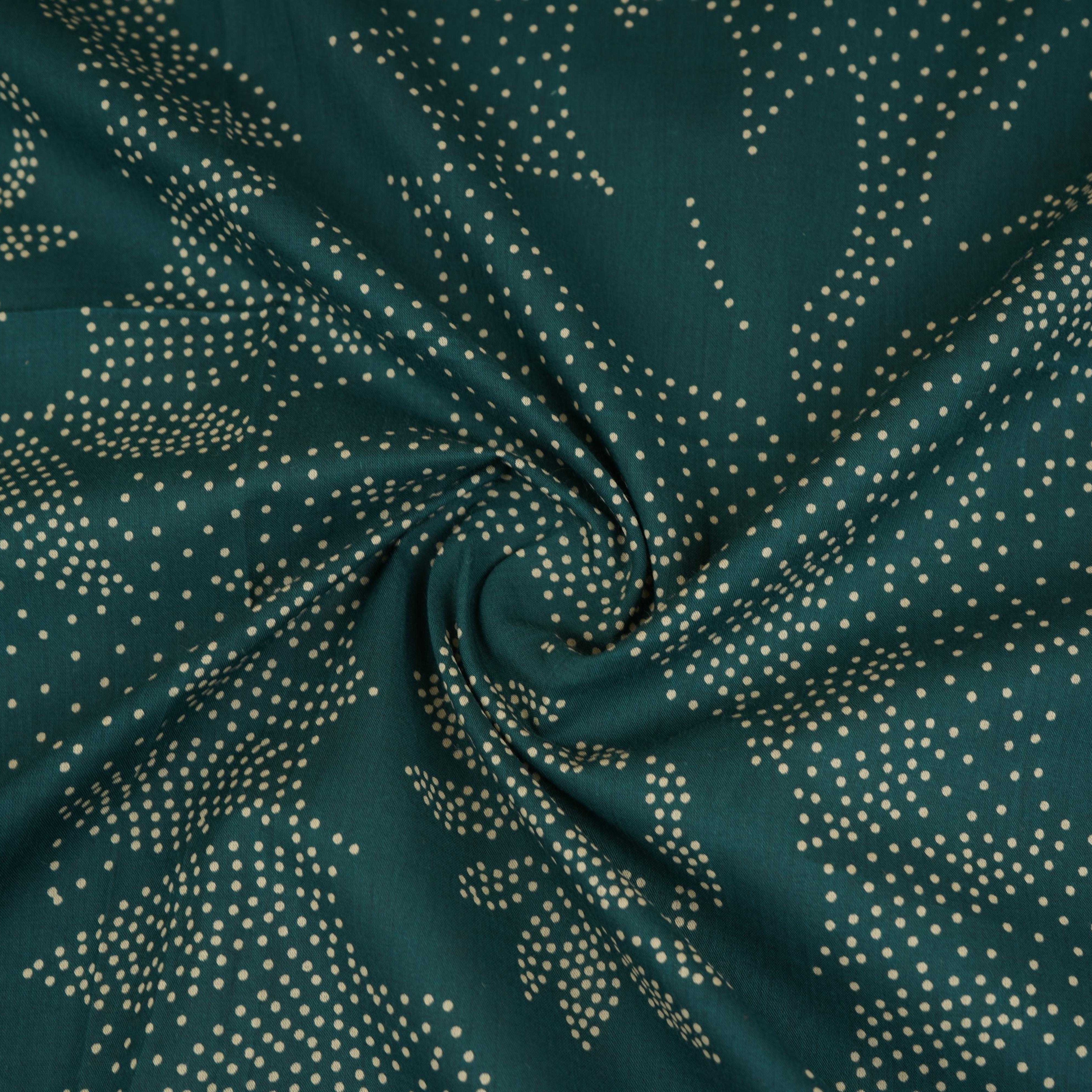 Dark Green Bandhani Print Cotton Fabric OG-30334 - TradeUNO