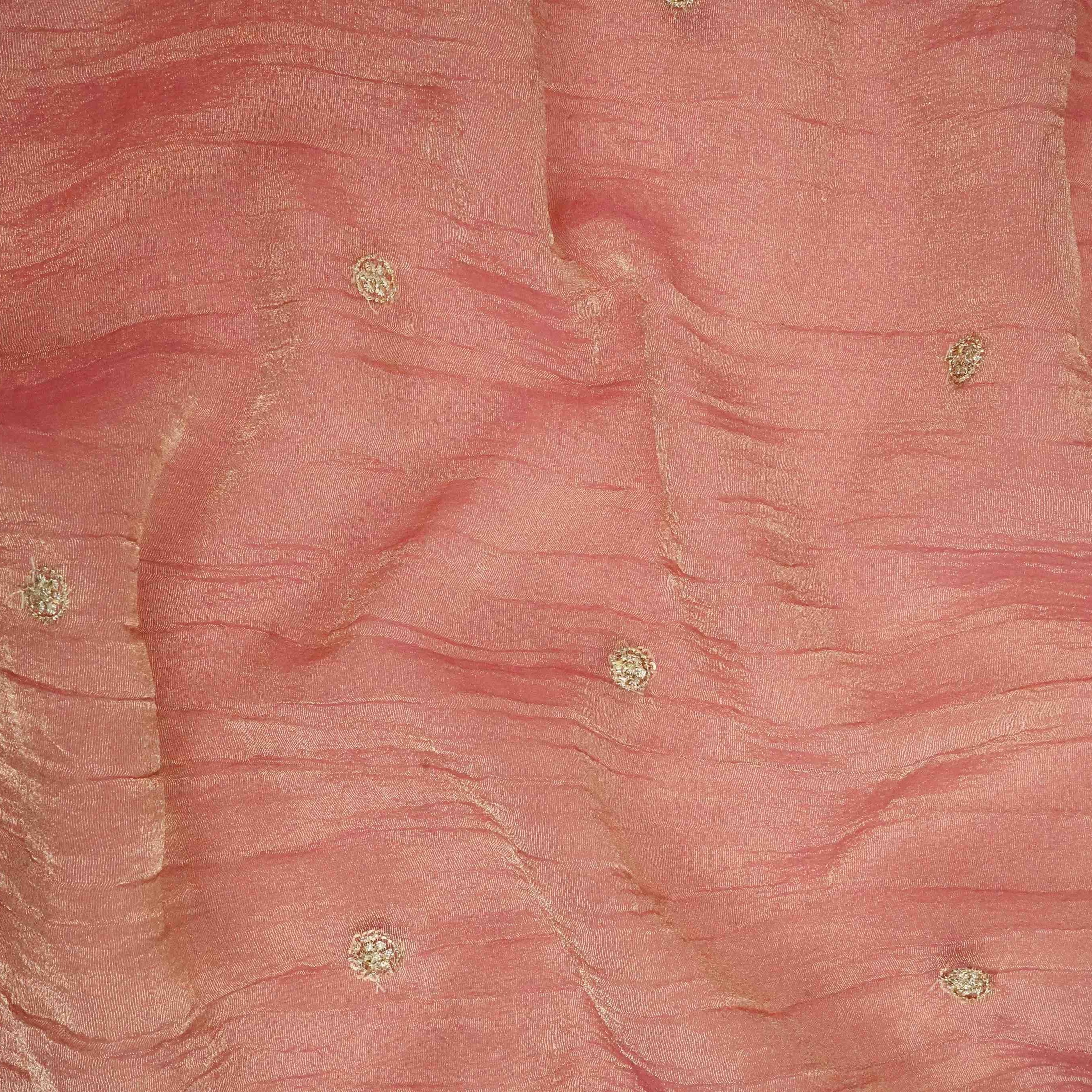 Pink Stone Zari Embroidery Fendi Silk Dupatta Fabric JD-33433