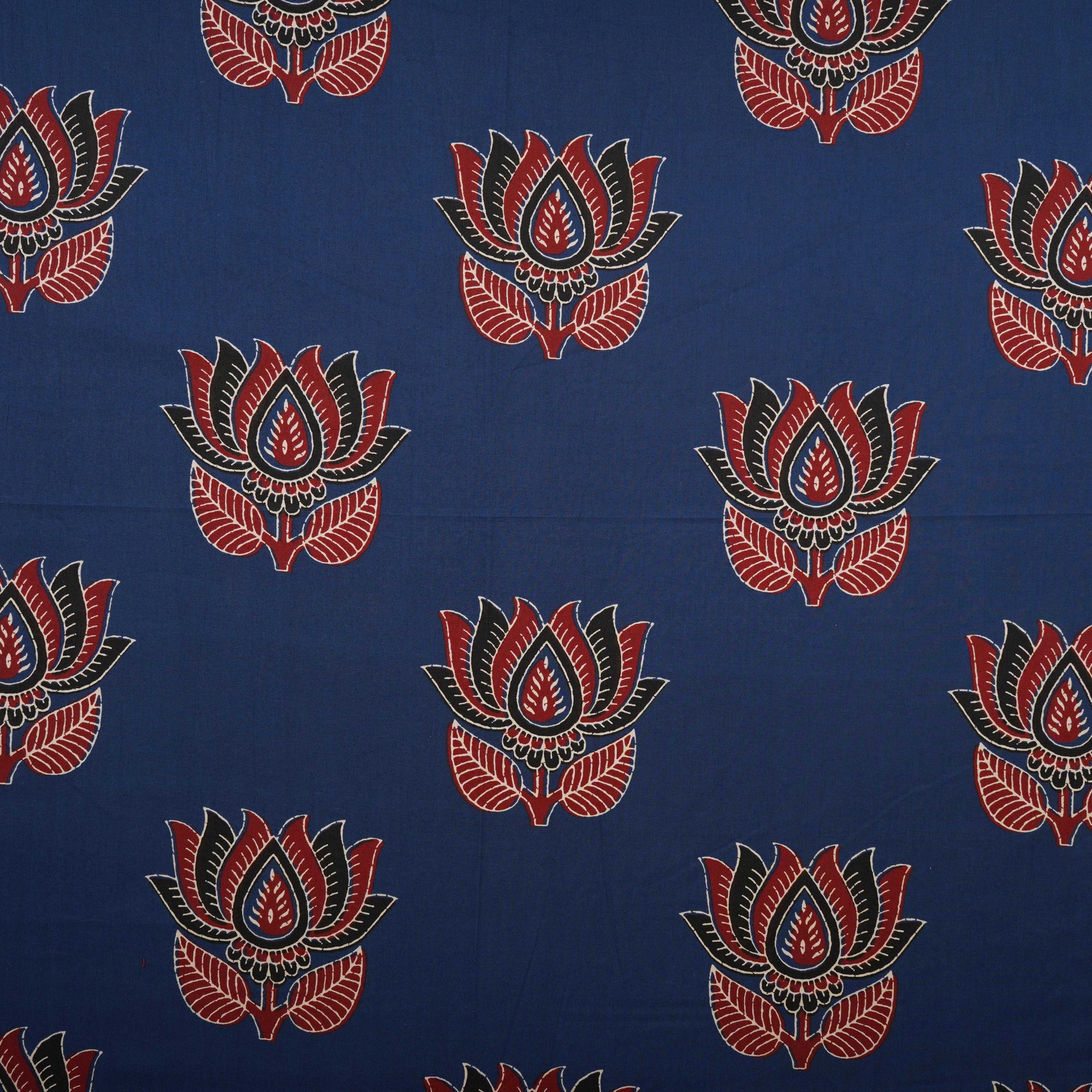 Blue Pichwai Print Cotton Fabric OG-30328 - TradeUNO