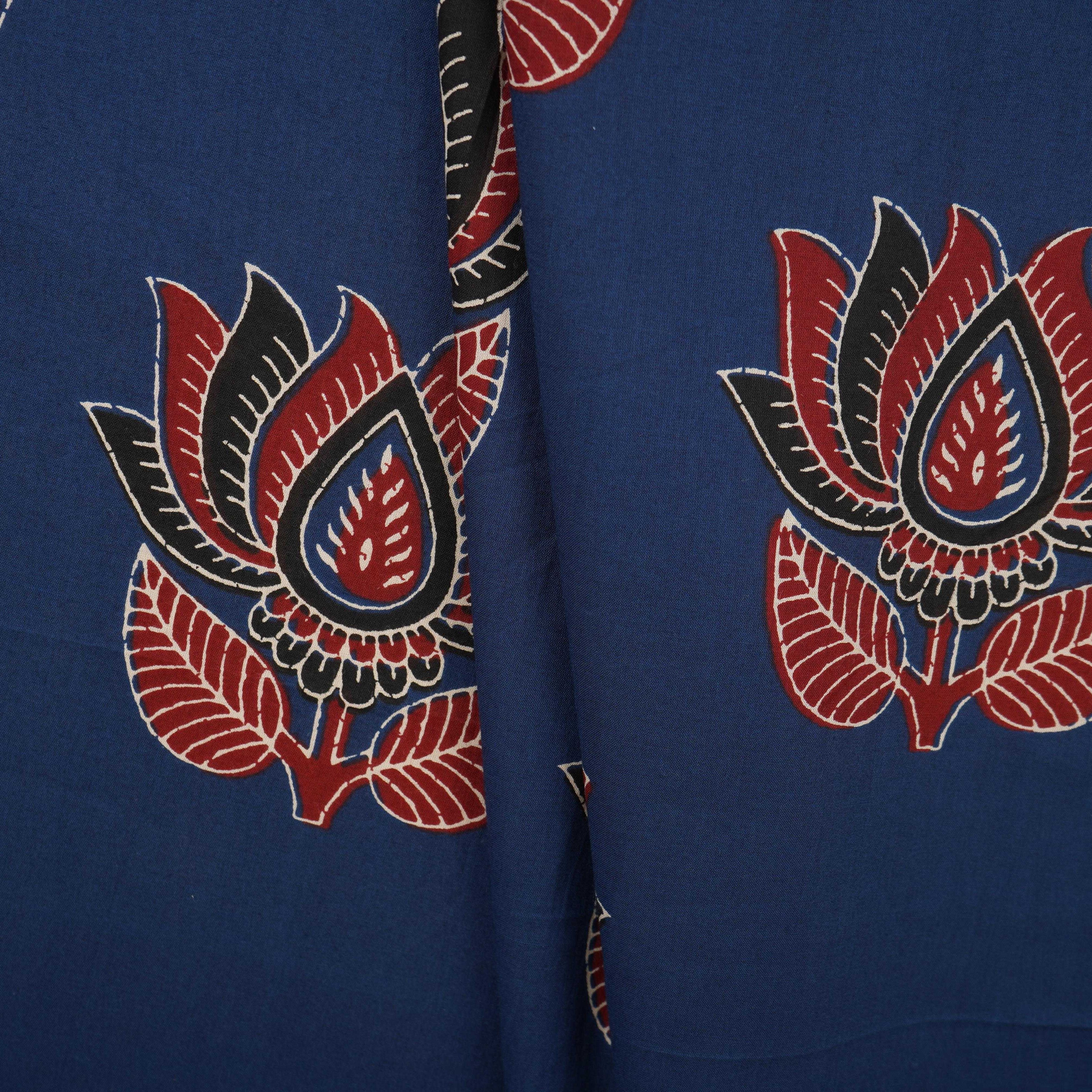 Blue Pichwai Print Cotton Fabric OG-30328 - TradeUNO