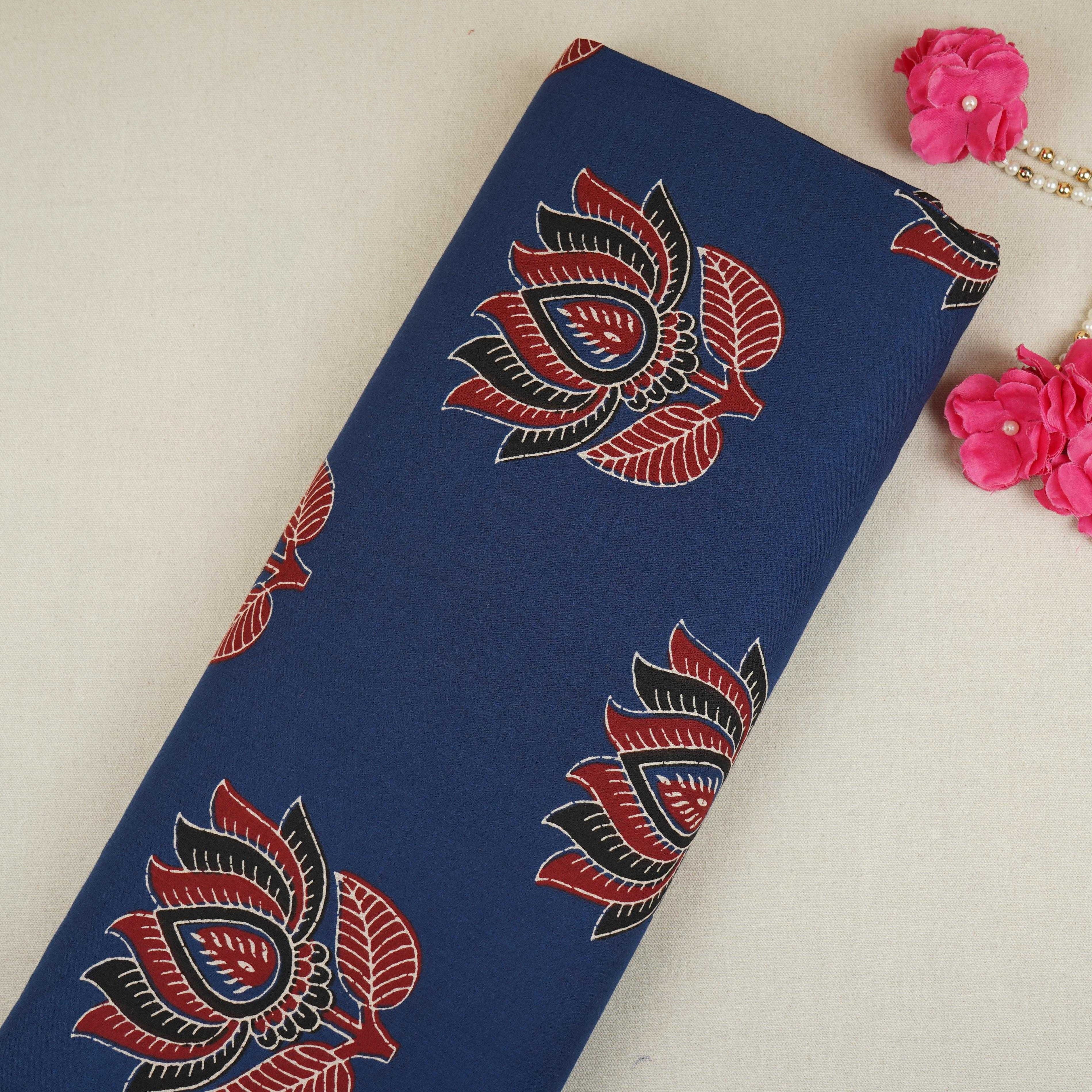 Blue Pichwai Print Cotton Fabric OG-30328 - TradeUNO