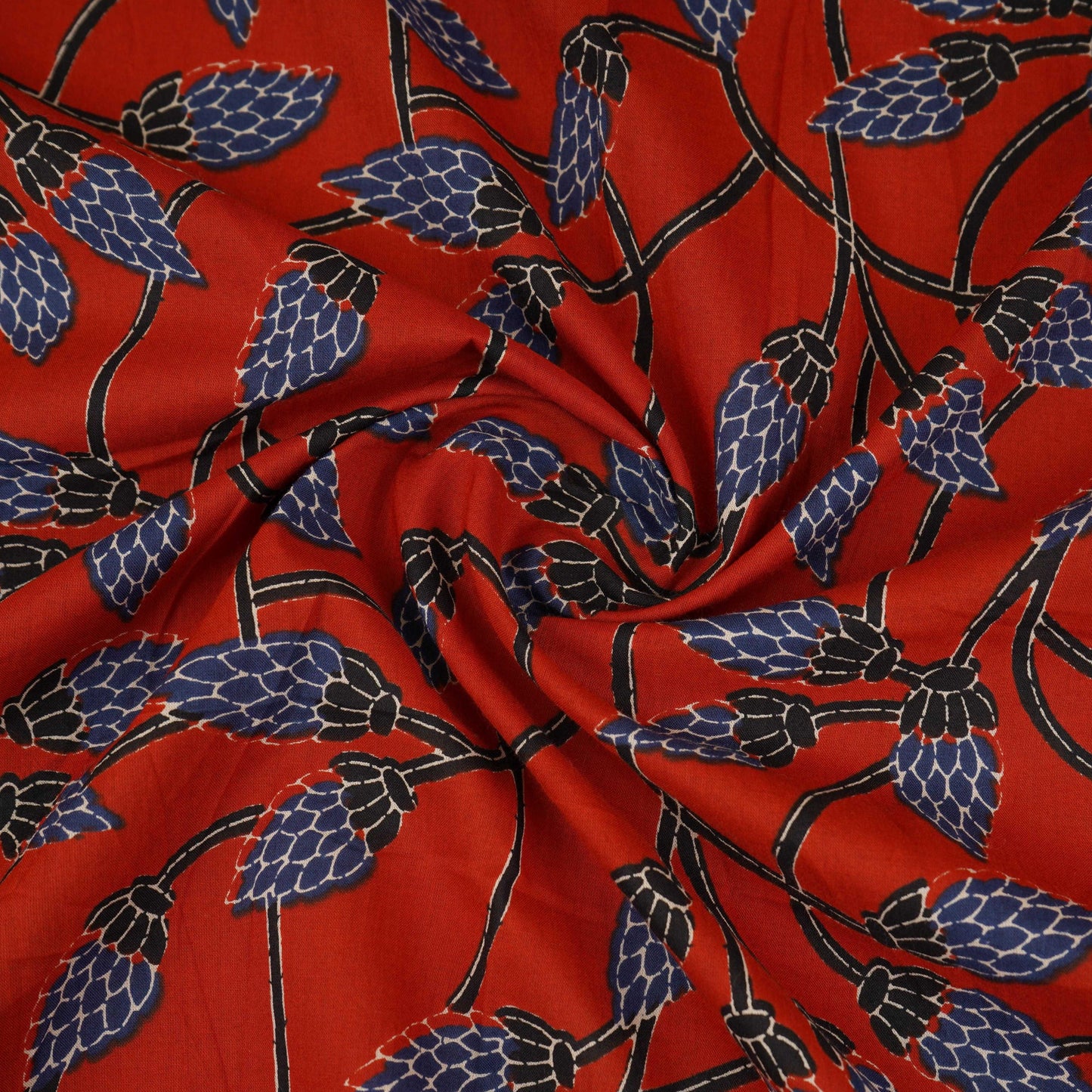 Red Floral Print Cotton Fabric OG-30329