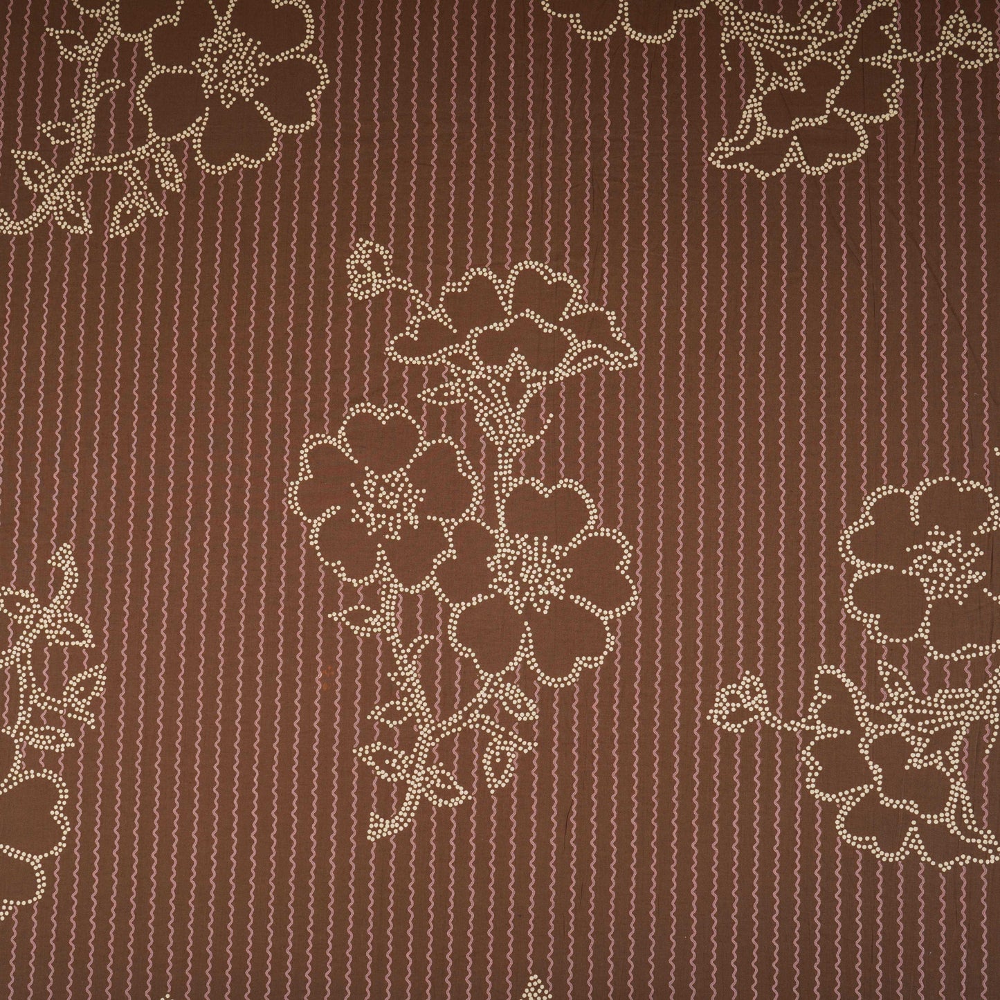Brown Zig Zag Stripes Print Cotton Fabric OG-30424