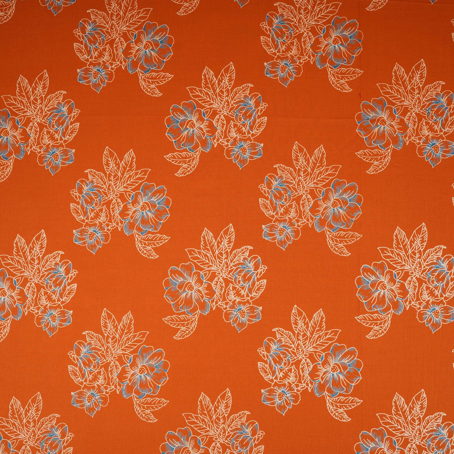 Orange Floral Print Cotton Fabric OG-30422