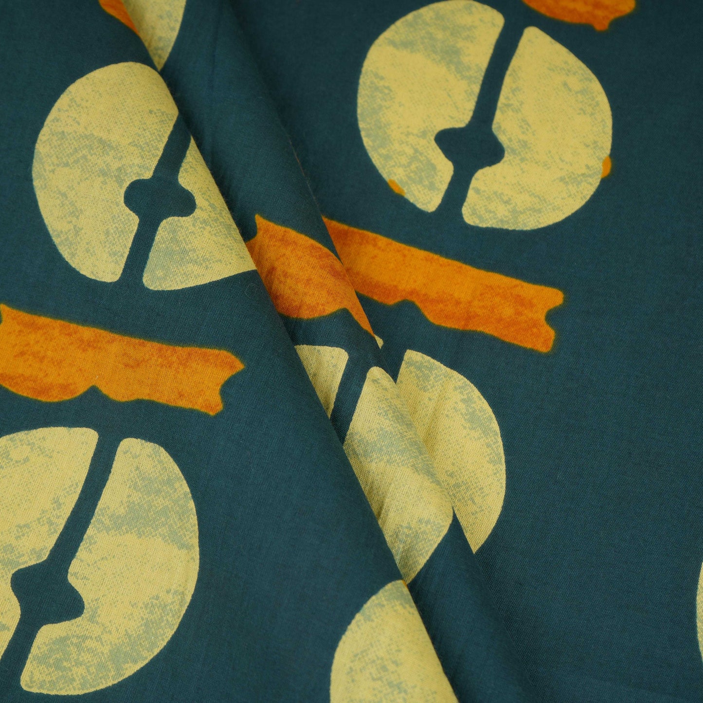 Blue Block Print Cotton Fabric OG-30420