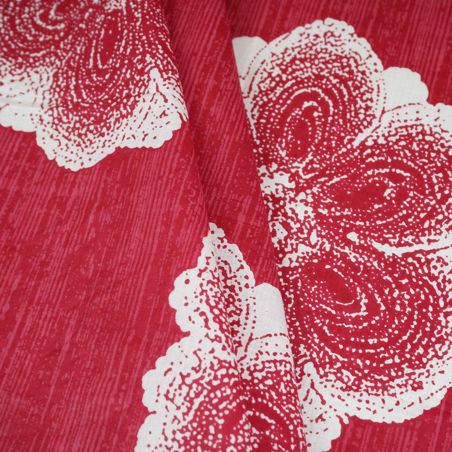 Maroon & White Floral Applique Print Cotton Fabric OG-30416 - TradeUNO