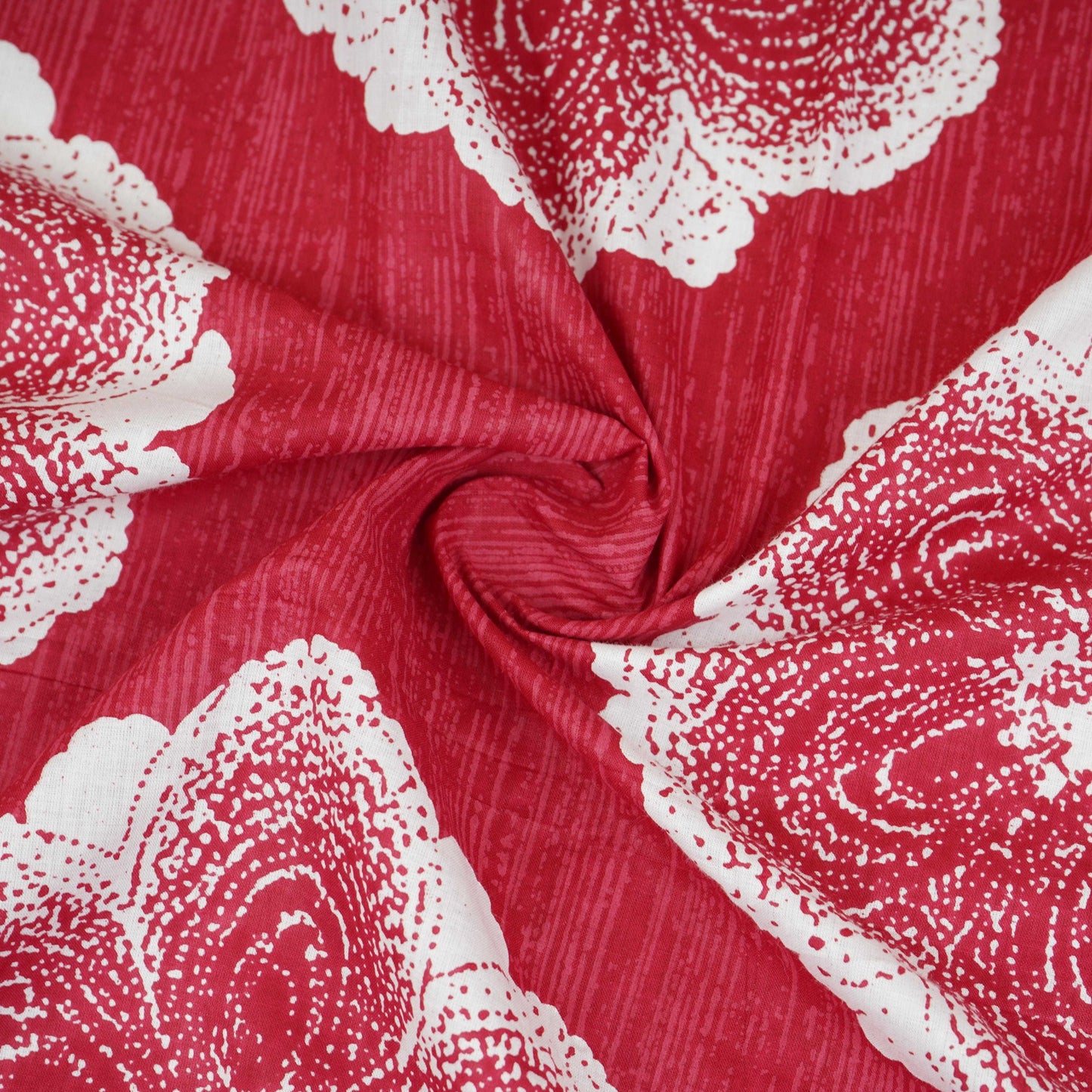 Maroon & White Floral Applique Print Cotton Fabric OG-30416 - TradeUNO