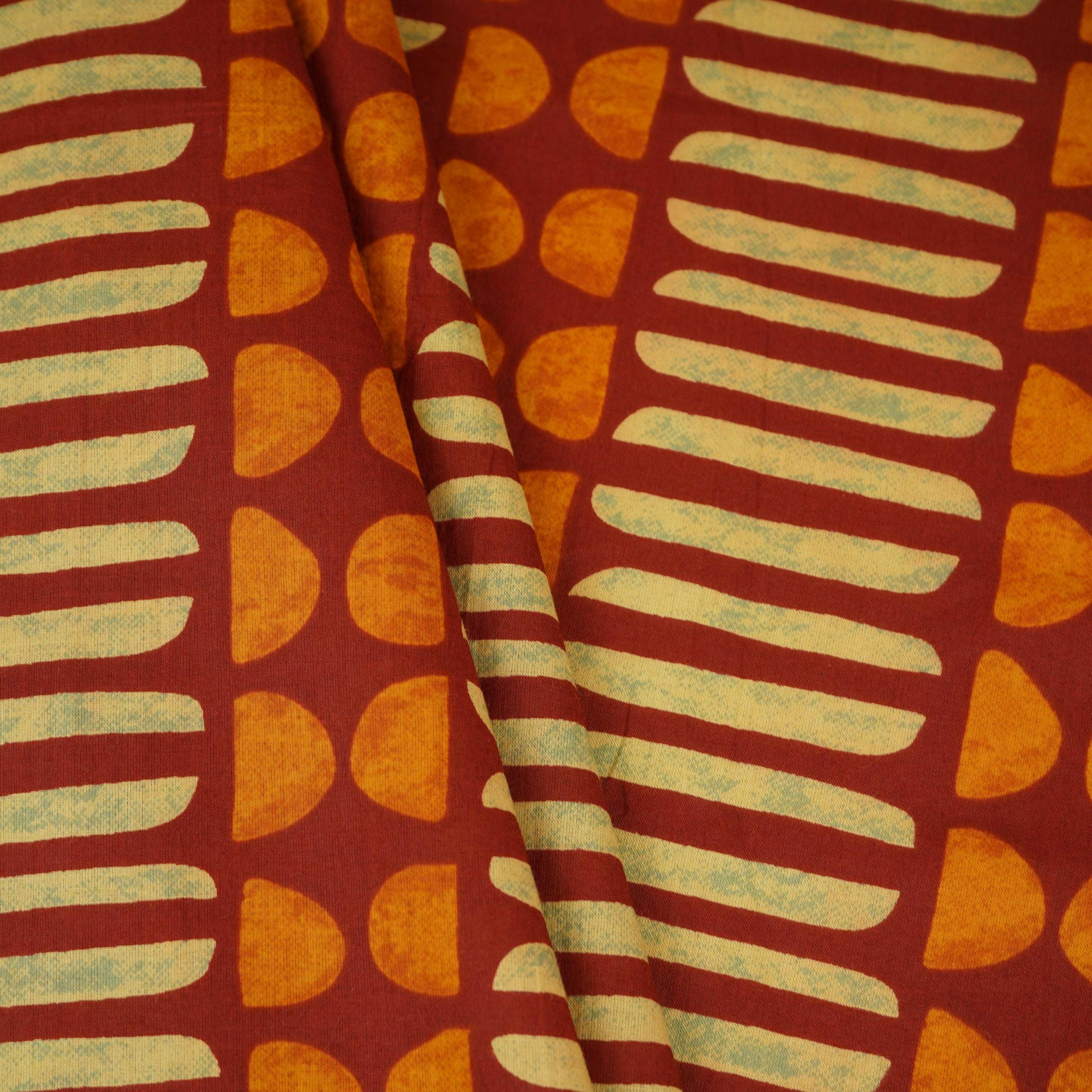 Maroon Abstract Print Cotton Fabric OG-30419 - TradeUNO