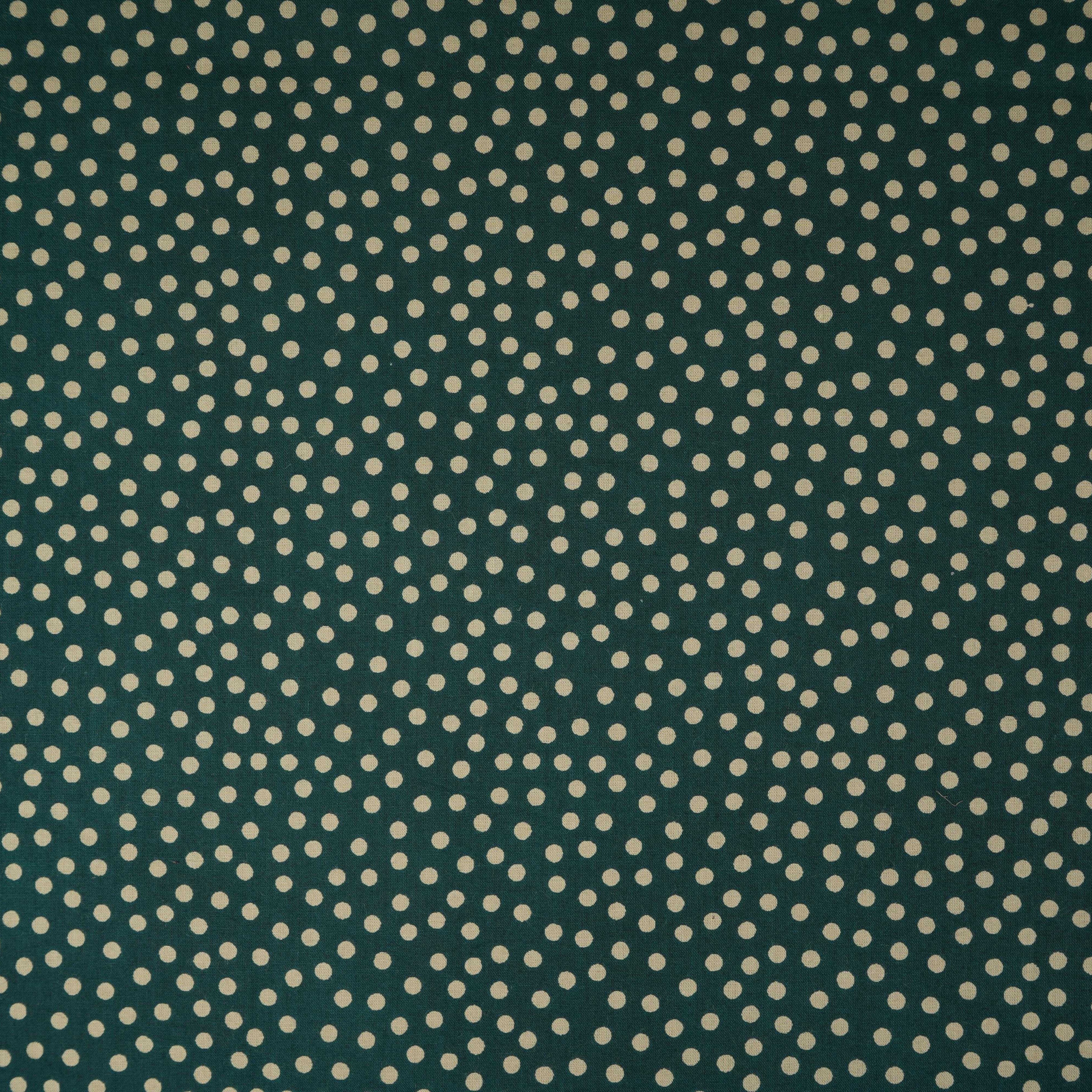 Dark Green Polka Dot Print Cotton Fabric OG-30333 - TradeUNO