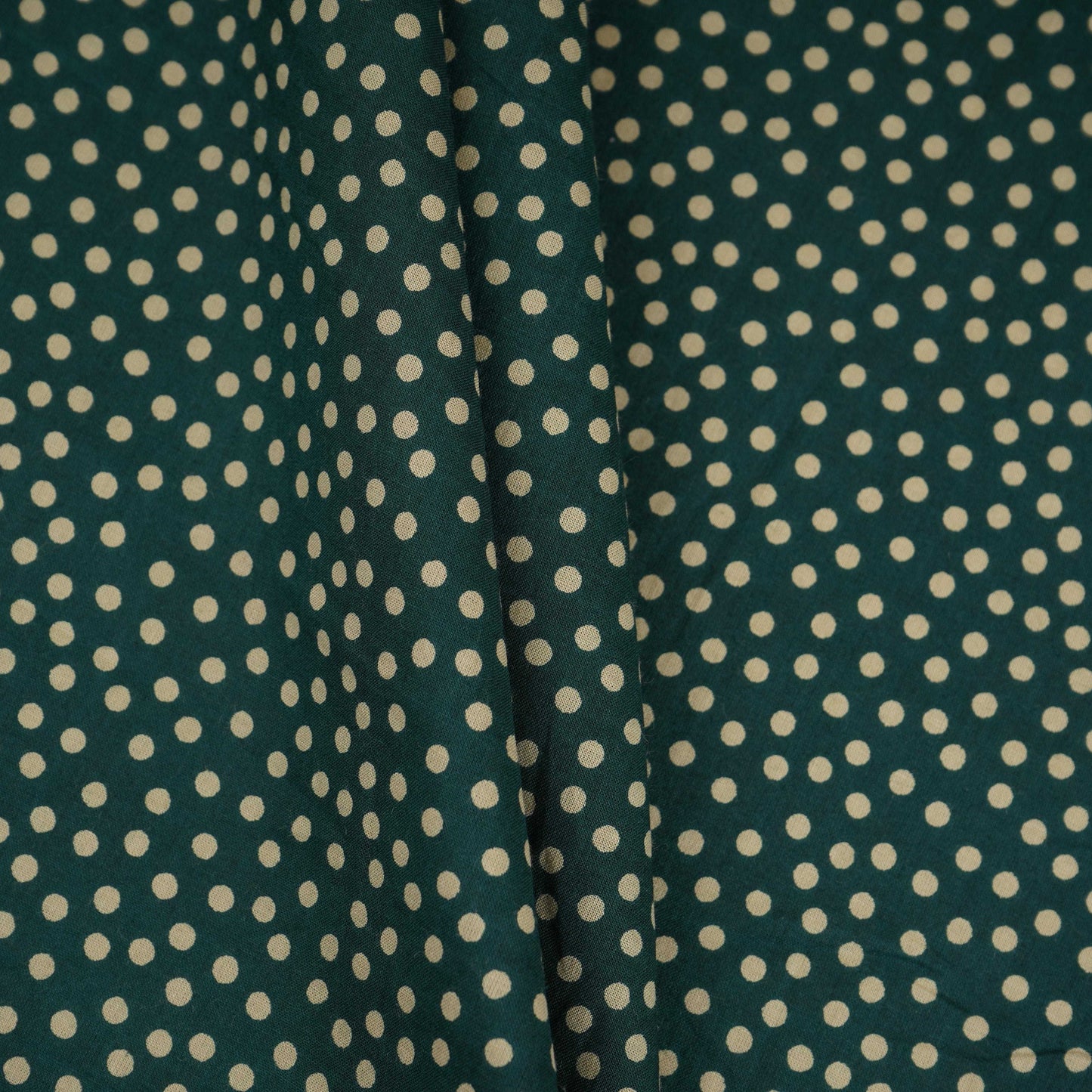 Dark Green Polka Dot Print Cotton Fabric OG-30333