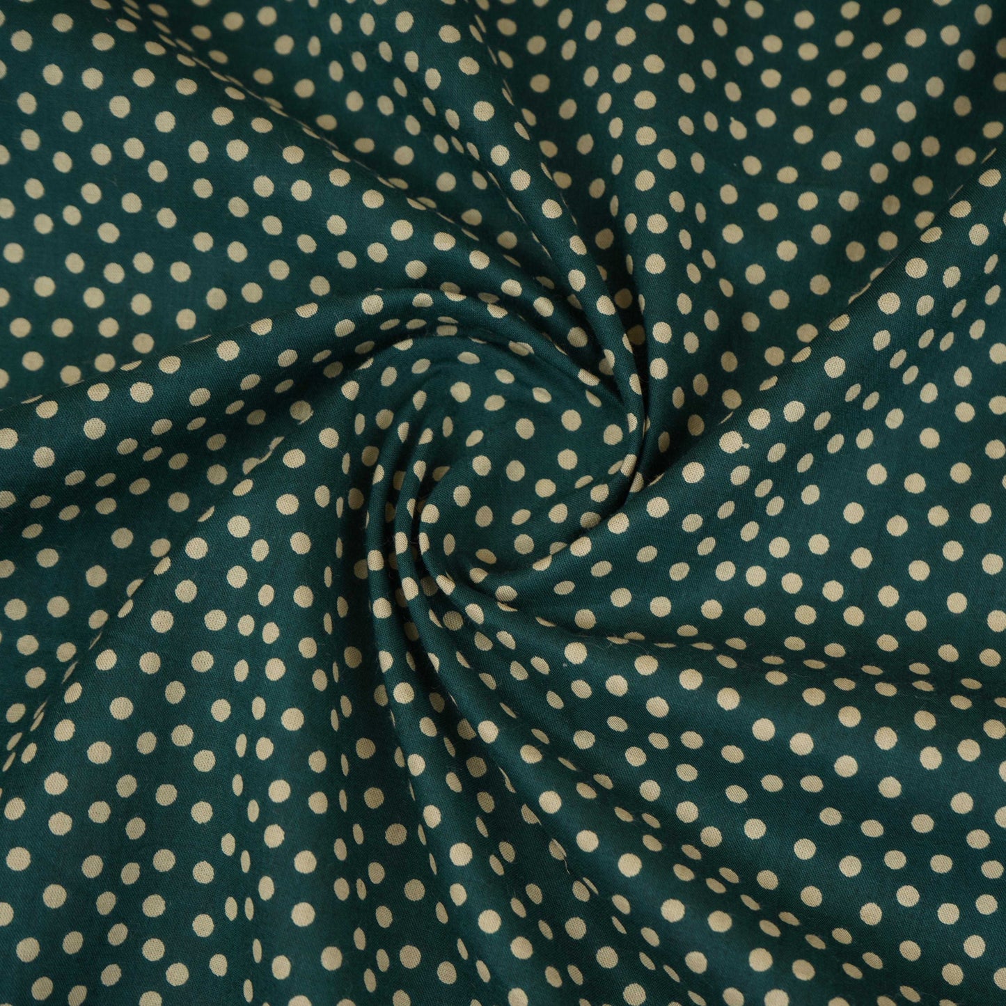 Dark Green Polka Dot Print Cotton Fabric OG-30333