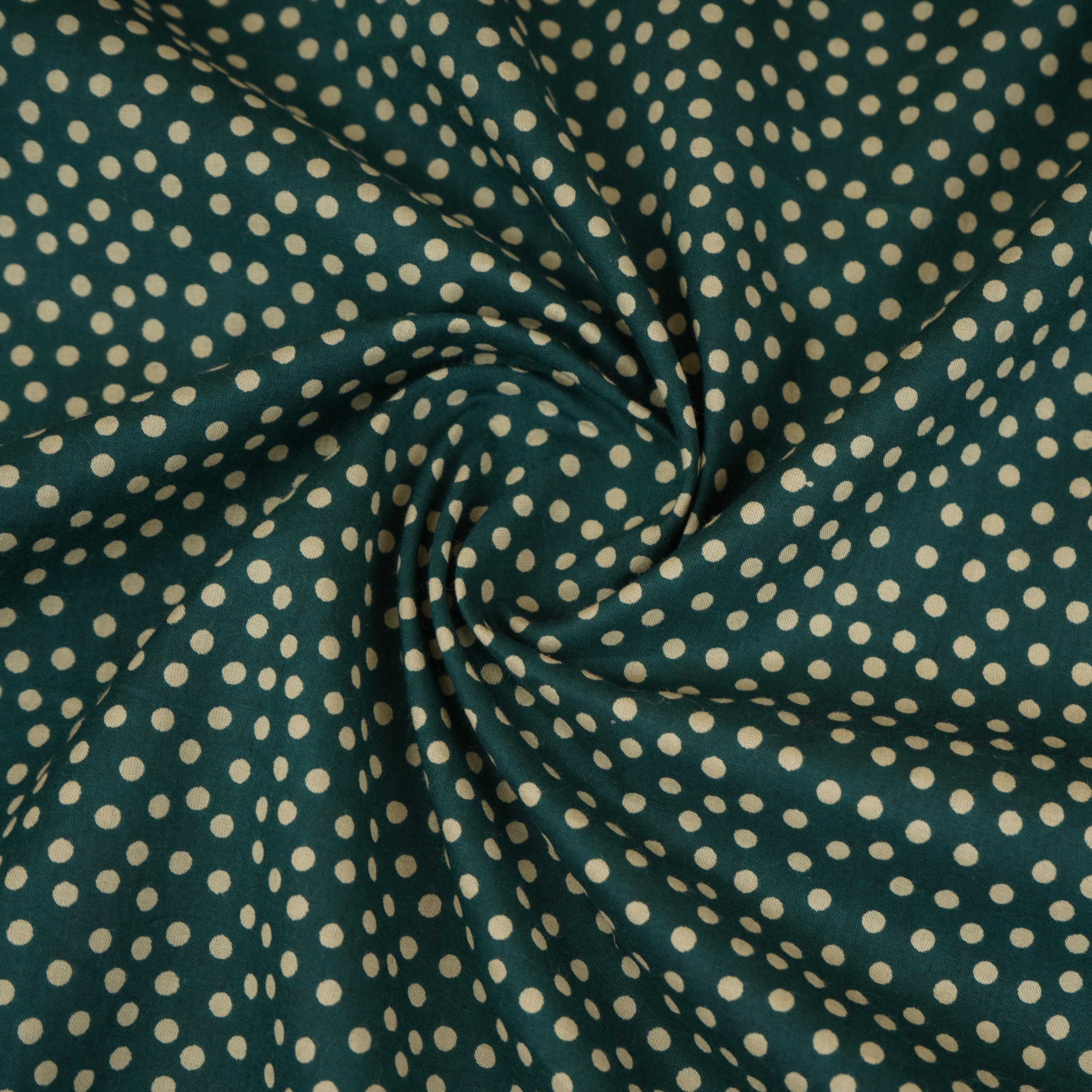 Dark Green Polka Dot Print Cotton Fabric OG-30333 - TradeUNO