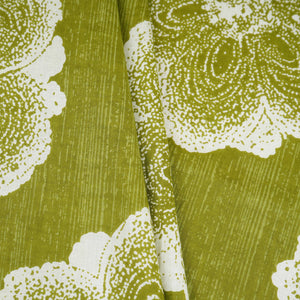 Olive Green & White Floral Applique Print Cotton Fabric OG-30415 - TradeUNO