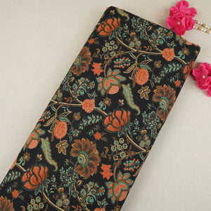 Black Chintz Floral Print Cotton Fabric OG-30332 - TradeUNO